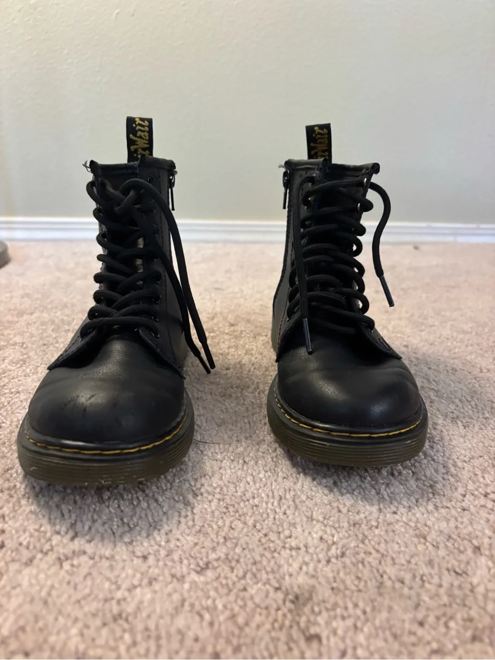 Dr. Martens Junior 1460 Softy T leather lace-up combat boots bin black